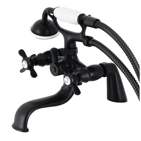 Kingston Brass KS247MB Deck Mount Clawfoot Tub Faucet with Hand Shower, Matte Black KS247MB